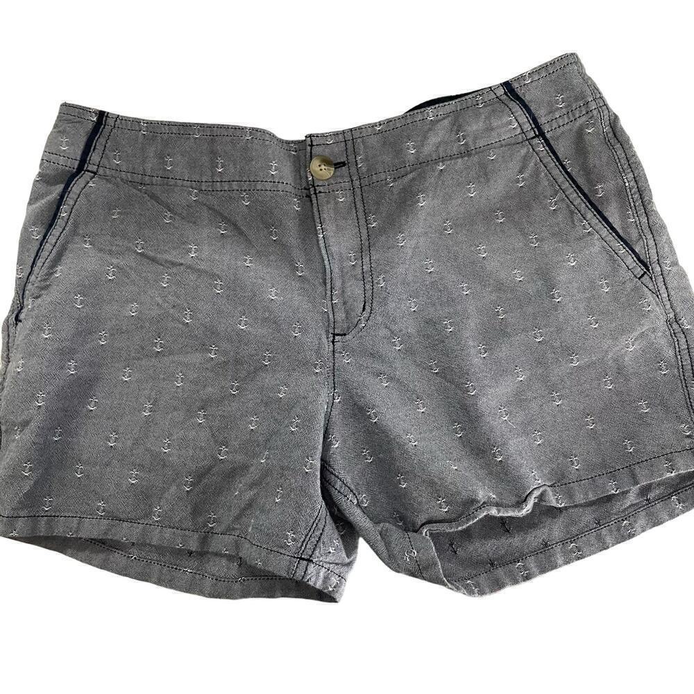Columbia PFG Womens Shorts Size 10 Anchors 4 Inch Inseam Flat Front Nautical